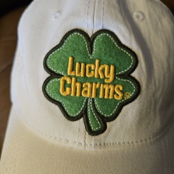 Lucky Charms White Distressed Fitted Stretch Baseball Hat Cap Unisex Adult 2006 - Picture 2 of 8
